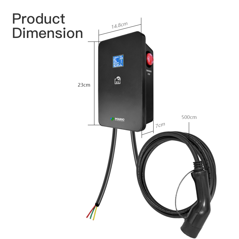 新设计 Wallbox Type2 ev 充电器 32A 单相 7kw ev 充电器 